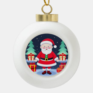 🎄 Santa Claus Gift Magic ❄️ Festive Christmas Ceramic Ball Christmas Ornament