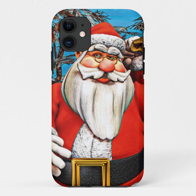 Santa Claus Gift Sack Snowy Forest Art Case-Mate iPhone Case (Back)