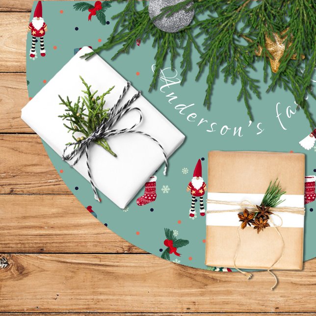 Santa Claus, gifts, and Christmas stockings.  Brushed Polyester Tree Skirt (Santa Claus, gifts, and Christmas stockings. Brushed Polyester Tree Skirt
)