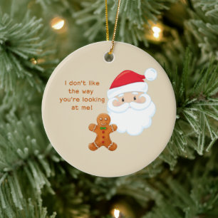 Santa Claus & Gingerbread Boy Custom Ceramic Ornament