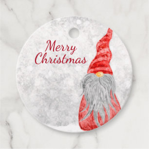 Santa Claus Gnome on Snowy Field  Favour Tags