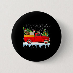 Santa Claus Goat Ride Red Truck Xmas Tree Christma 2 Inch Round Button
