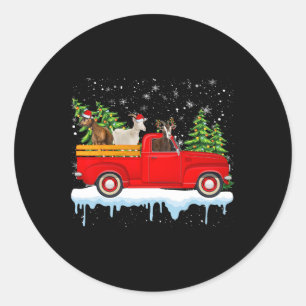 Santa Claus Goat Ride Red Truck Xmas Tree Christma Classic Round Sticker
