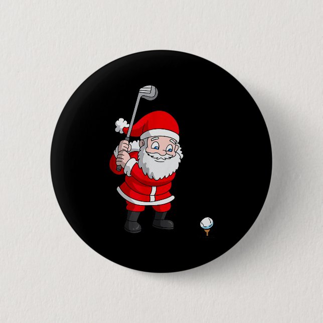 Santa Claus Golf Christmas Golfer Golfing  2 Inch Round Button (Front)