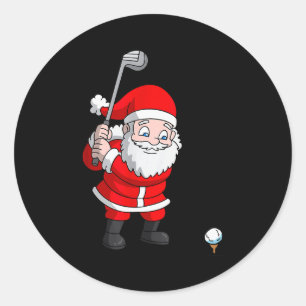 Santa Claus Golf Christmas Golfer Golfing Classic Round Sticker