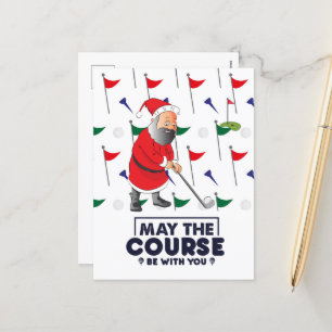 Santa Claus Golfer in Christmas May the Course H Holiday Postcard