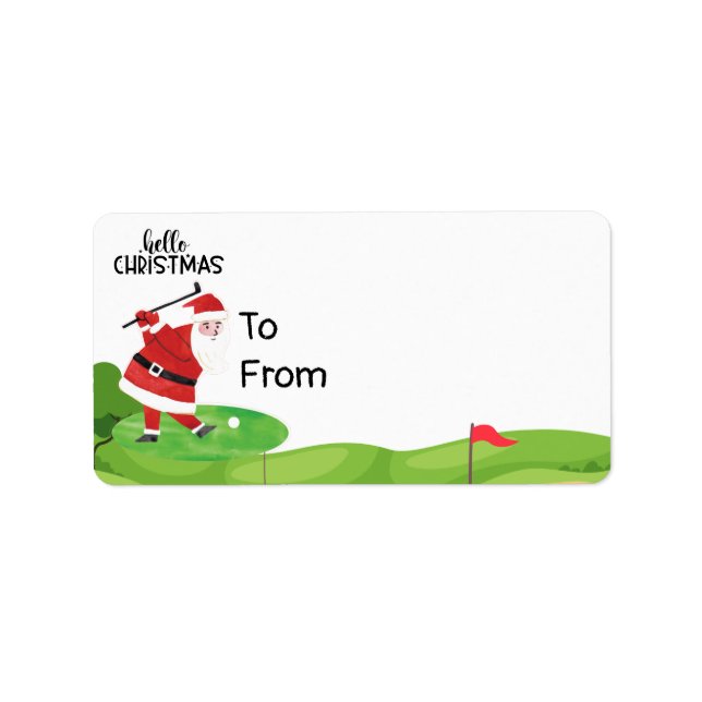 Santa Claus golfing Christmas Holiday Funny  golf  Label (Front)