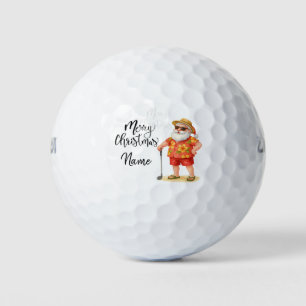 Santa Claus golfing with Christmas Gift for Golfer Golf Balls