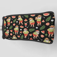 Santa Claus golfing with Summer themed Watermelon