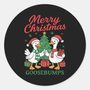 Santa Claus Goose Tree Merry Christmas Goosebumps Classic Round Sticker