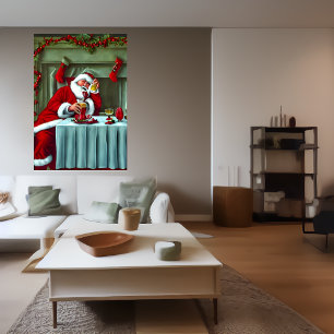 Santa Claus Got to much to drink   AI Art Poster