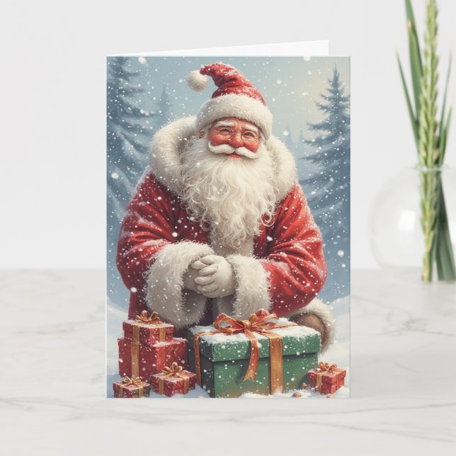 Santa Claus Greeting Folded Greeting Card (Front)