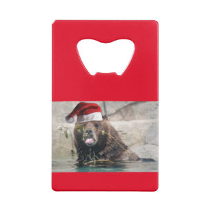 Santa Claus Grizzly Bear Credit Card Bottle Opener