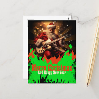 Santa Claus Guitar Postcard