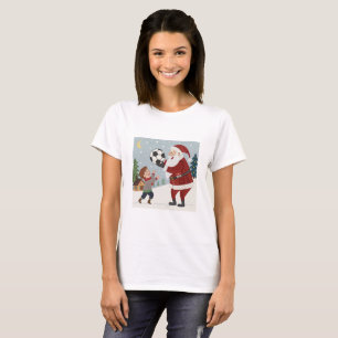 Santa Claus handing out a soccer ball T-Shirt