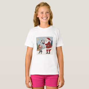 Santa Claus handing out a soccer ball T-Shirt
