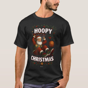 Santa Claus Hanging On The Rim - Hoopy Christmas T-Shirt