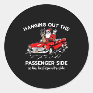 Santa Claus Hanging Out The Penger Side Classic Round Sticker