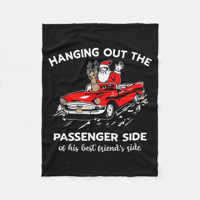 Santa Claus Hanging Out The Penger Side  Fleece Blanket (Front)