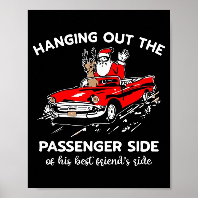 Santa Claus Hanging Out The Penger Side  Poster (Front)