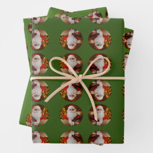 Santa Claus Happy Holidays Christmas Pattern Wrapping Paper Sheet