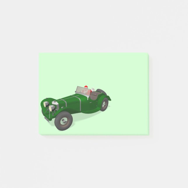 Santa Claus Happy Jaguar SS 90 Driver Post-it Notes (Front)