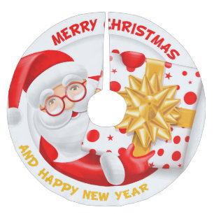 Santa Claus happy new year christmas tree skirt