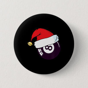 Santa Claus Hat Billiards 8 Ll Christmas 2 Inch Round Button