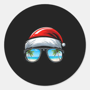 Santa Claus Hat Sungles Beach Christmas In July  Classic Round Sticker