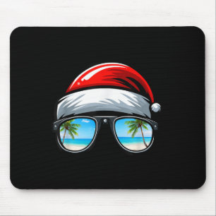 Santa Claus Hat Sungles Beach Christmas In July Mouse Pad