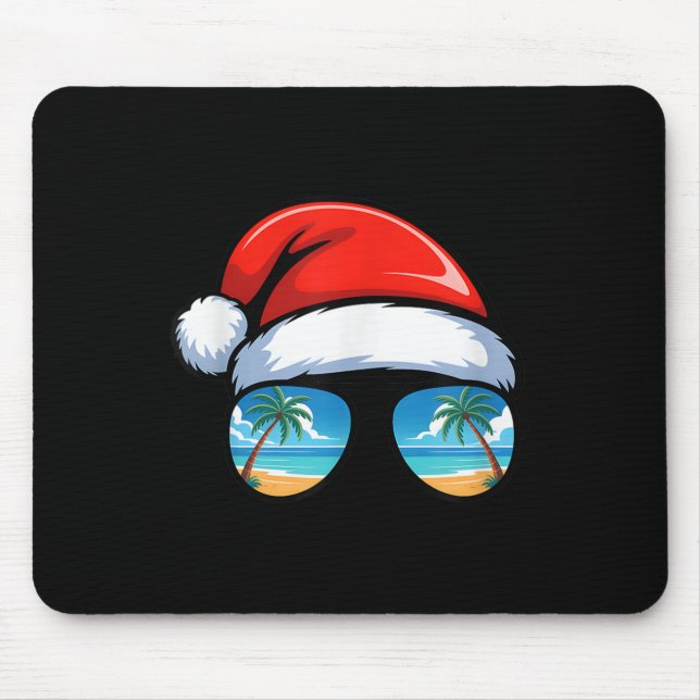 Santa Claus Hat Sungles Beach Christmas In July Su Mouse Pad (Front)
