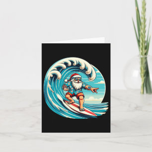 Santa Claus Hawaiian Surfing Christmas Aloha Tropi Card