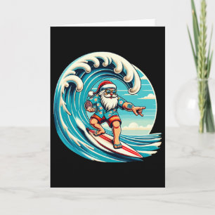 Santa Claus Hawaiian Surfing Christmas Aloha Tropi Card