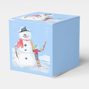 Santa Claus Helper Building A Silly Snowman Favor Box