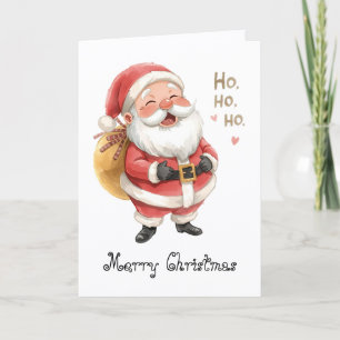 Santa Claus Ho Ho Ho & whimsical greeting  Card