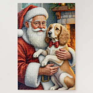 Santa Claus Holding Afghan Hound Christmas Jigsaw Puzzle