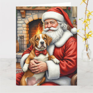 Santa Claus Holding American Staffordshire Terrier Card