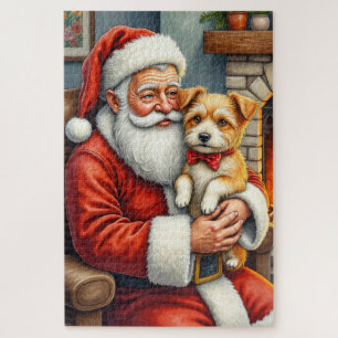 Santa Claus Holding Australian Terrier Christmas  Jigsaw Puzzle