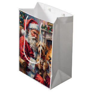 Santa Claus Holding Havanese Christmas Art Medium Gift Bag