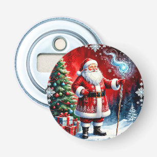Santa Claus Holding Magic Staff Bottle Opener