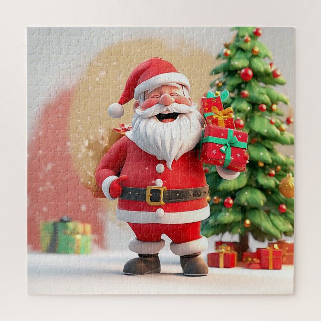 Santa Claus Holding Present Jigsaw Puzzle (Vertical)