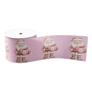 Santa Claus Holding Presents Grosgrain Ribbon