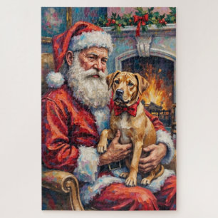 Santa Claus Holding Shar Pei Christmas Art Jigsaw Puzzle
