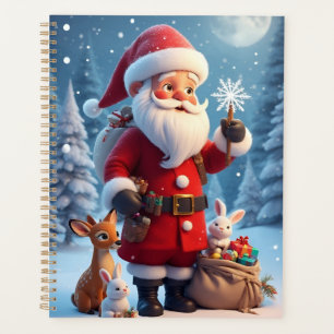 Santa Claus Holding Snowflake christmas scene Planner