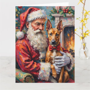 Santa Claus Holding Thai Ridgeback Christmas Art Card