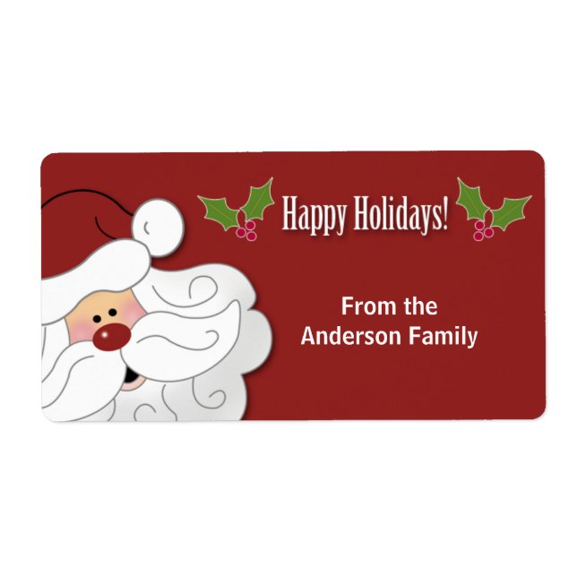 Santa Claus Holiday Baking / Cookie Sticker (Red) (Front)