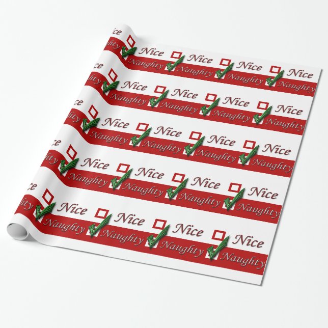 Santa Claus Holiday Christmas Naughty Nice List Wrapping Paper (Unrolled)