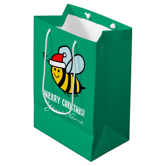 Santa Claus honey bee Christmas gift bag design (Front Angled)
