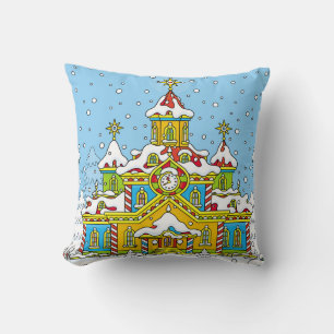 Santa Claus housesanta,claus,house,winter,frost,gr Throw Pillow