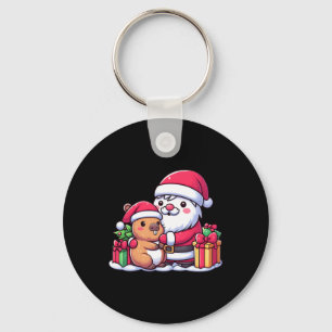 Santa Claus Hugging Cute Capybara Christmas Matchi Keychain